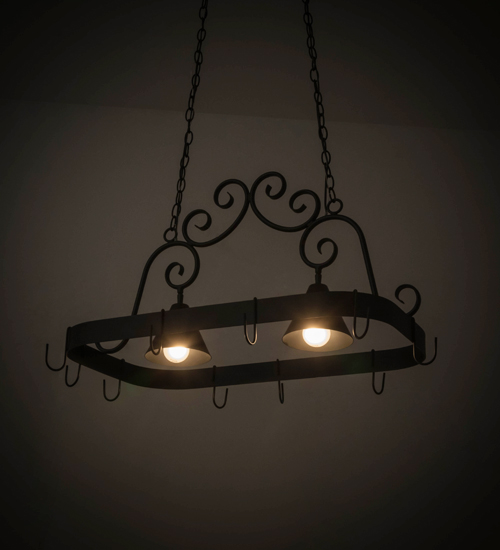 181987 32 in. Elana 2 Light Pot Rack - Black
