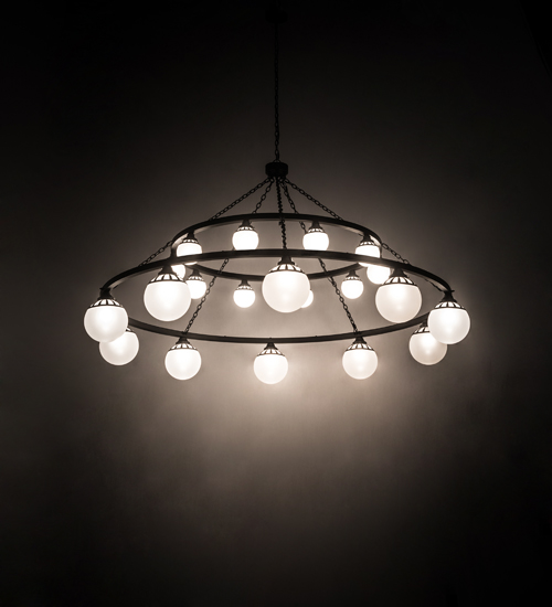 96 in. Bola Tavern 20 Light Two Tier Chandelier - Wrought Iron