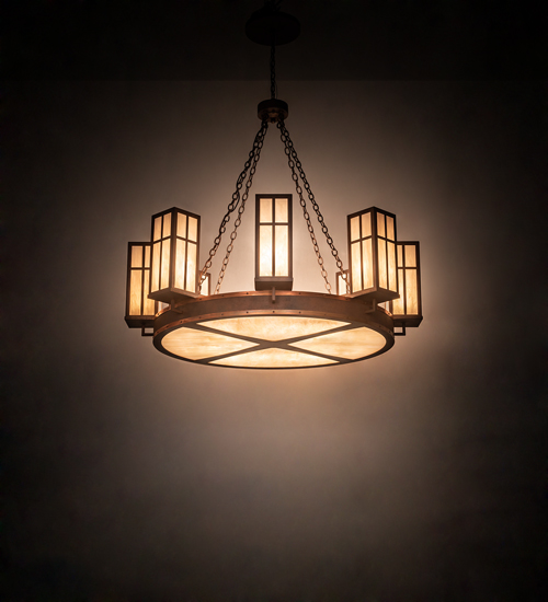 198973 54 in. Silverton Chandelier - Rust & Copper
