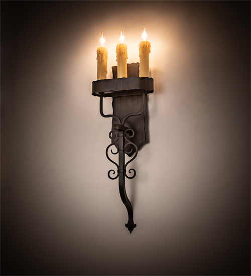 199185 10 in. Ahriman 3 Light Wall Sconce - Rust Finish