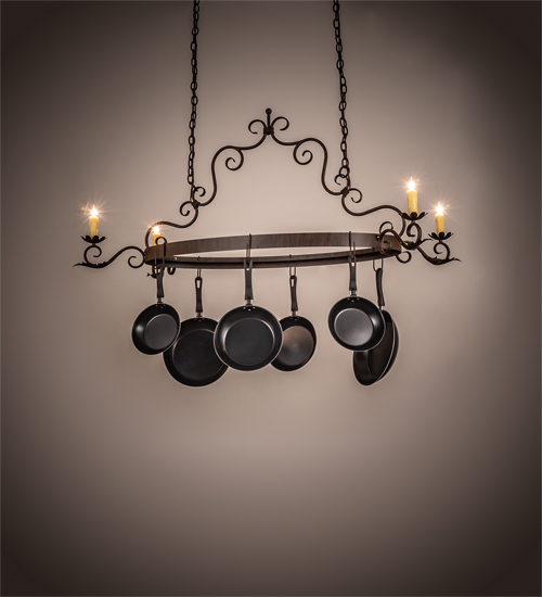 199192 54 in. Elara 4 Light Pot Rack - Rust Finish