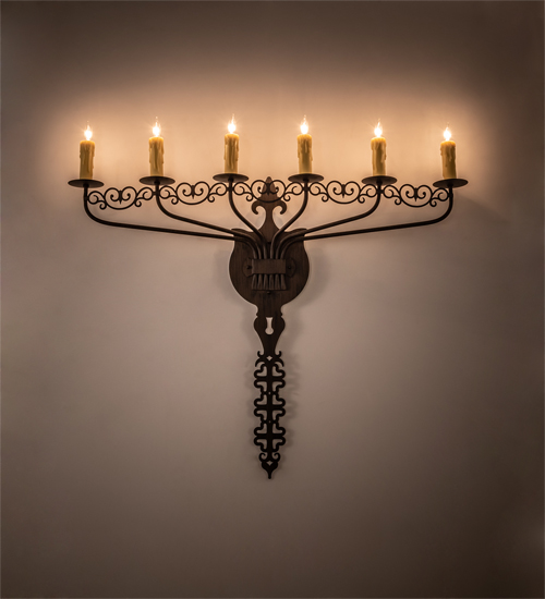 199190 36 in. Almonte 6 Light Wall Sconce - Rust Finish