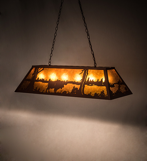 68092 48 in. Buffalo at Lake Oblong Pendant - Rust Finish