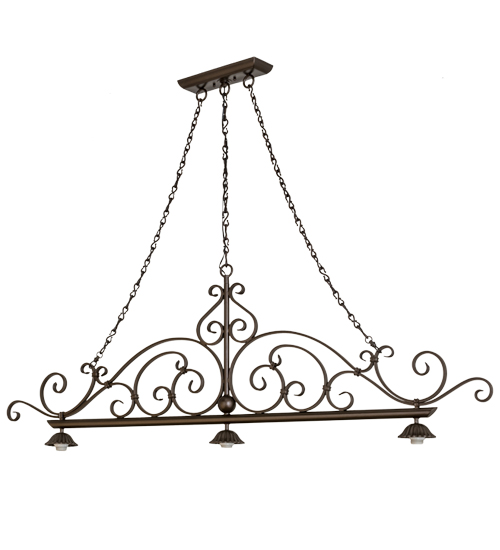 68210 67.5 in. Georgia Scroll 3 Light Island Pendant Hardware - Matte Copper Vein