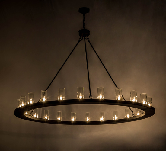 169898 72 in. Loxley 24 Light Chandelier - Black & Clear