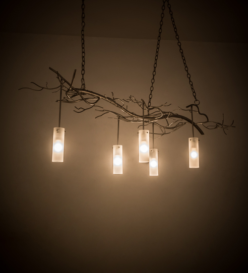 72 in. Winter Solstice Cilindro 5 Light Oblong Chandelier - Nickel
