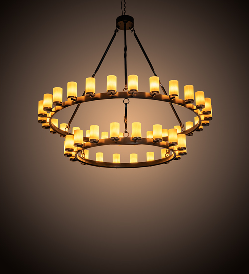 202794 84 in. Noziroh Ring 46 Light Two Tier Chandelier - Timeless Bronze