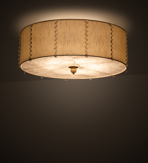 190164 32 in. Cilindro Lujoso Semi-Flushmount - Brass Tint