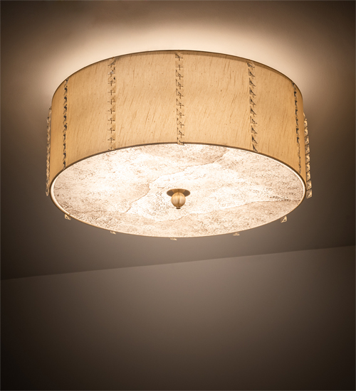 190168 33 in. Cilindro Lujoso Semi-Flushmount - Brass Tint