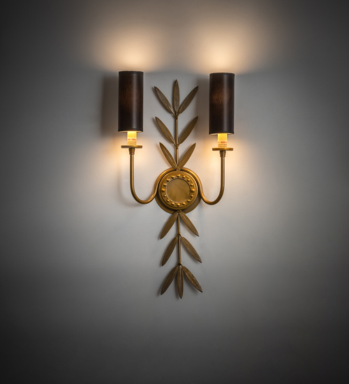 203624 11 in. Sunflower 2 Light Wall Sconce - Black & Gold