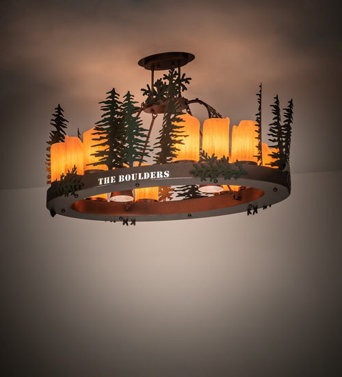 199566 42 in. Tall Pines Personalized Oblong Chandelier - Copper Vein
