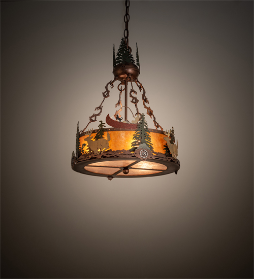 199567 16 in. Deer at Dusk Personalized Inverted Pendant - Copper Vein