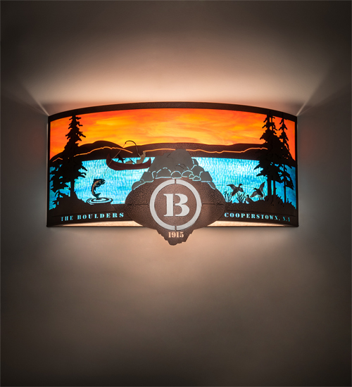 199561 30 in. Wildlife at Dusk Personalized Wall Sconce - Copper Vein & Custom