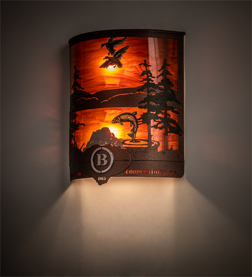 199565 12 in. Wildlife at Dusk Personalized Wall Sconce - Copper Vein