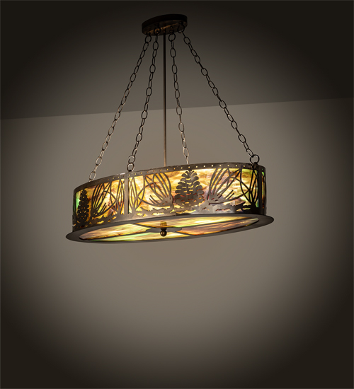 204569 36 in. Mountain Pine Oblong Inverted Pendant - Antique Copper