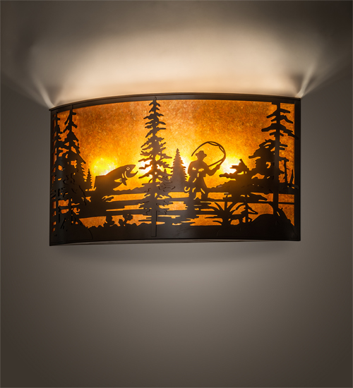 205155 32 in. Fly Fishing Creek Wall Sconce - Timeless Bronze