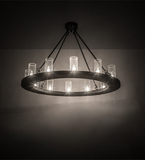 210263 42 in. Loxley 12 Light Semi-Flushmount - Black, Clear & Seedy