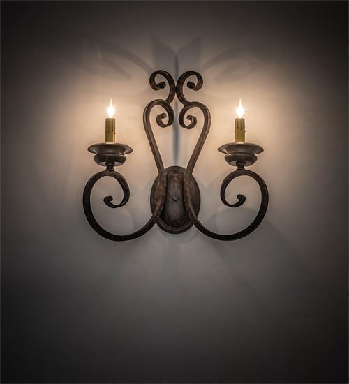 211058 17 in. Fernando 2 Light Wall Sconce - Chocolate