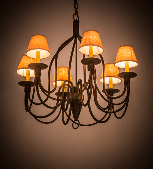 30 in. Bell 6 Light Chandelier - Chocolate & Beige