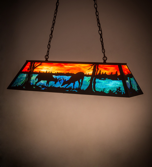 48 in. Battling Bucks Oblong Pendant - Rust Finish