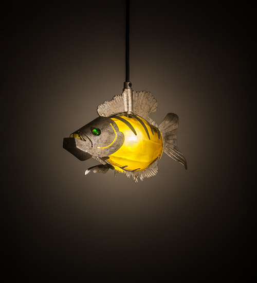 188223 12 in. Tiervis Pendant - Amber, Green & Charcoal