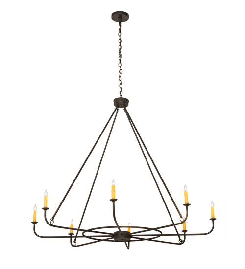 57 in. Brach Ring 8 Light Chandelier - Wrought Iron