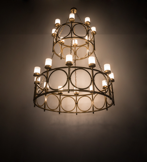 186084 60 in. Porta 20 Light Two Tier Chandelier - White & Gold