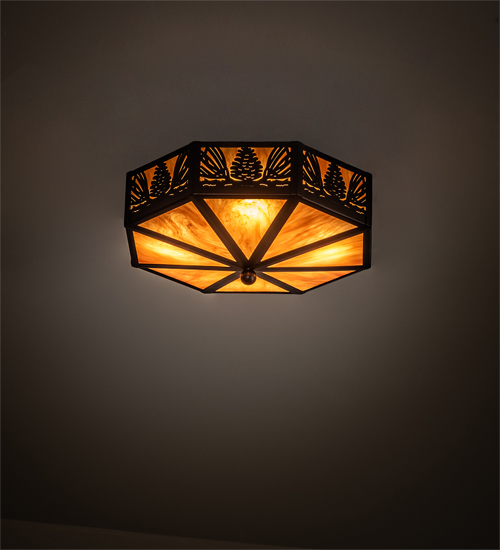 202202 16 in. Pinecone Octagon Flushmount - Solar Black
