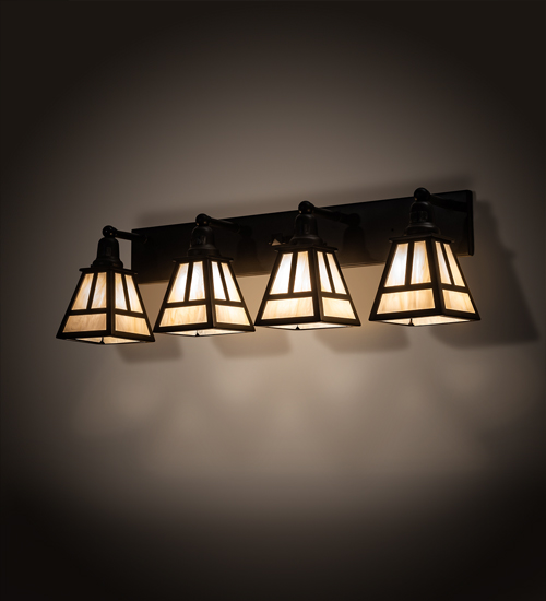 204408 36 in. T Mission 4 Light Vanity Bar - Black & Beige