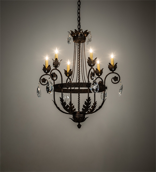 204681 26 in. Antonia 6 Light Chandelier - Antique