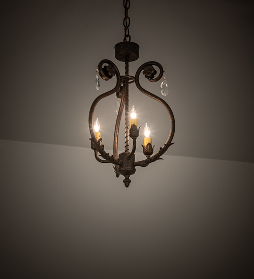 204679 12 in. Antonia 3 Light Chandelier, BA9 - Crystal Finish