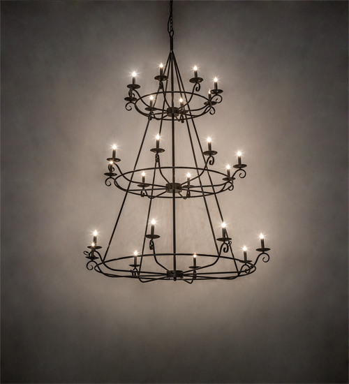 214036 60 in. Estrella 24 Light Three Tier Chandelier - Timeless Bronze
