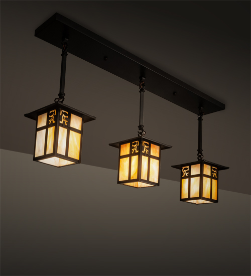 203103 36 in. Seneca Sprig 3 Light Pendant - Craftsman Brown