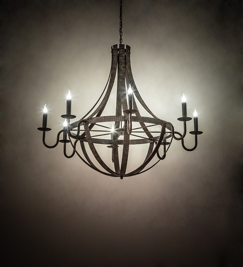 197212 60 in. Barrel Stave Metallo 8 Light Chandelier - Chocolate