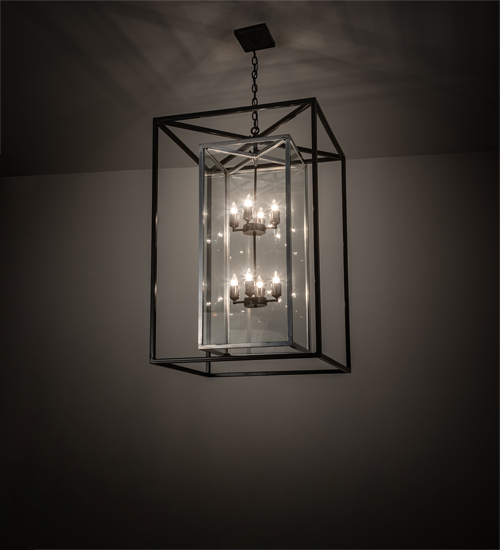 215083 28 in. Kitzi Box Pendant - Nickel & Timeless Bronze