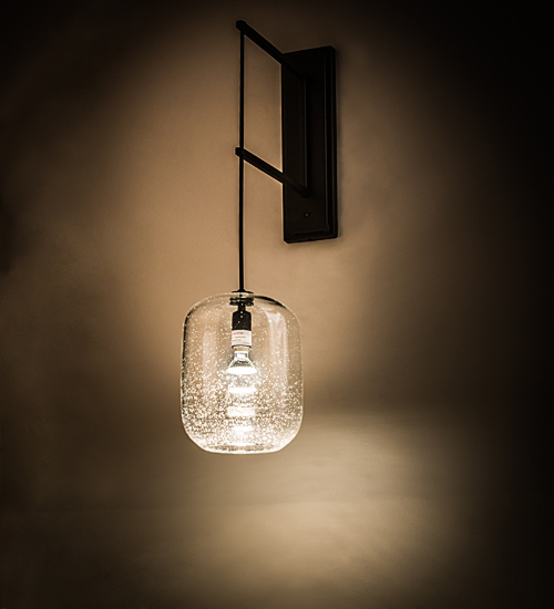 186391 8 in. Pastilla Wall Sconce - Black, Clear & Seedy