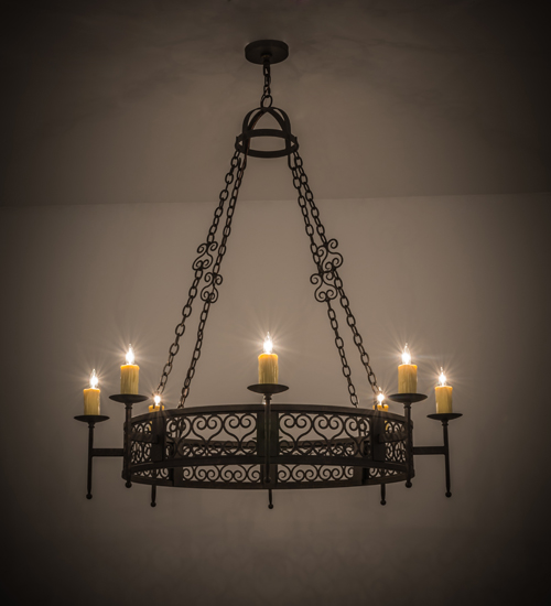 190078 48 in. Toscano 8 Light Chandelier - Rust Finish