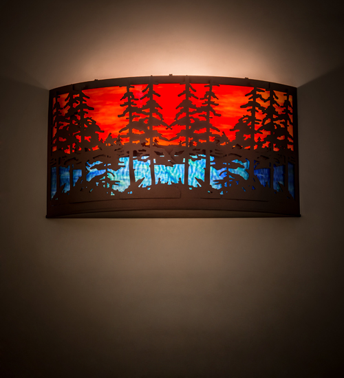 189494 24 in. Tall Pines Wall Sconce - Rust & Wrought Iron