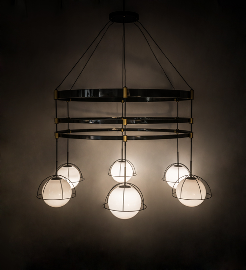 188206 116 in. Heliocentricity 6 Light Chandelier - Satin Brass