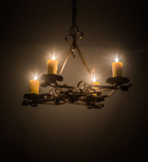 189728 28 in. Elianna 4 Light Oblong Chandelier - Rust Finish