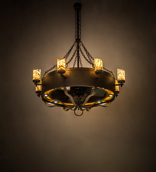 54 in. Parnella 8 Light Chandel-Air Fan - Rust Finish