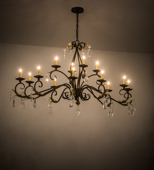187263 64 in. Windsor 14 Light Oblong Chandelier - Bronze