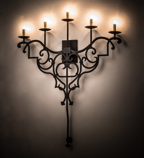 189167 36 in. Fleur De Lys Wall Sconce - Black