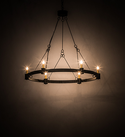 190565 36 in. Kenosha 6 Light Chandelier - Beige & Charcoal