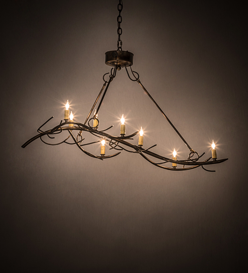 44 in. Winter Solstice 8 Light Oblong Chandelier - Antique Copper