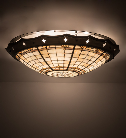 191949 42 in. Fleur-De-Lite Flushmount - Mahogany Bronze