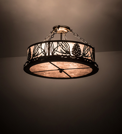 191691 22.5 in. Mountain Pine Semi-Flushmount - Antique Copper