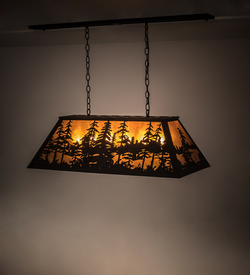 190922 36 in. Tall Pines Oblong Pendant - Wrought Iron