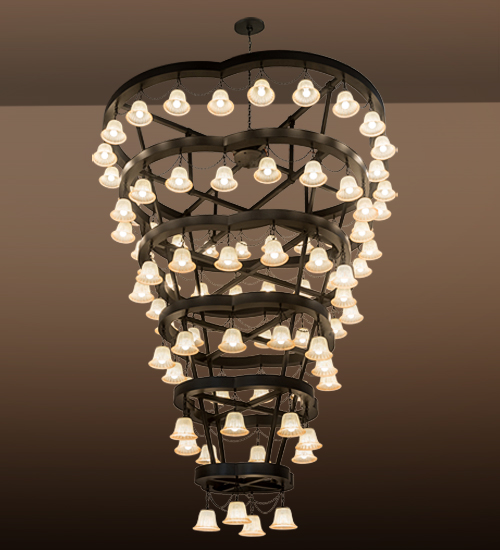 96 in. Cretella 84 Light Chandelier - Beige & Black