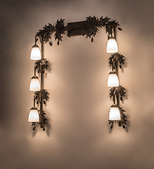 191400 36 in. Oak Leaf & Acorn 6 Light Vanity - Antique Copper & Burnished